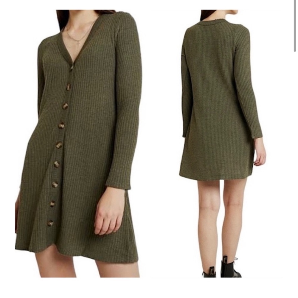 Knitted olive green dress